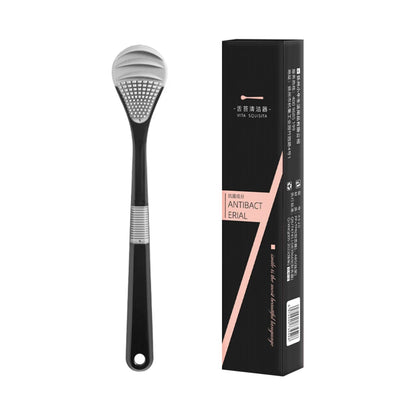 Black and white double color tongue cleaner  soft rubber tongue scraper handle non-slip design independent box sent