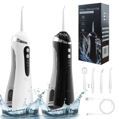 Electric oral irrigator 3 Cleaning Modes USB Rechargeable Waterproof IP65 Oral Irrigator 4 Nozzles Portable Dental Irrigators