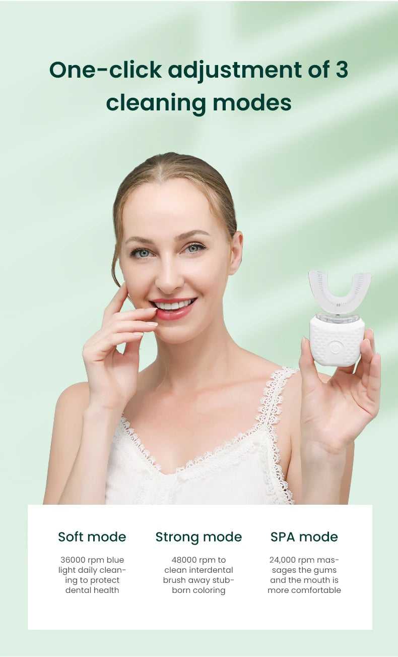 Adult U-shaped Automatic Toothbrush 360° Full Mouth Whitening Wireless Charging Waterproof Brush Ultrasonic Electric Toothbrush