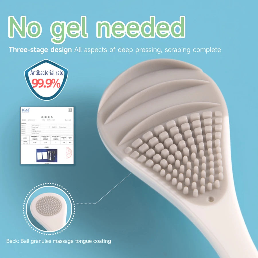 Black and white double color tongue cleaner  soft rubber tongue scraper handle non-slip design independent box sent