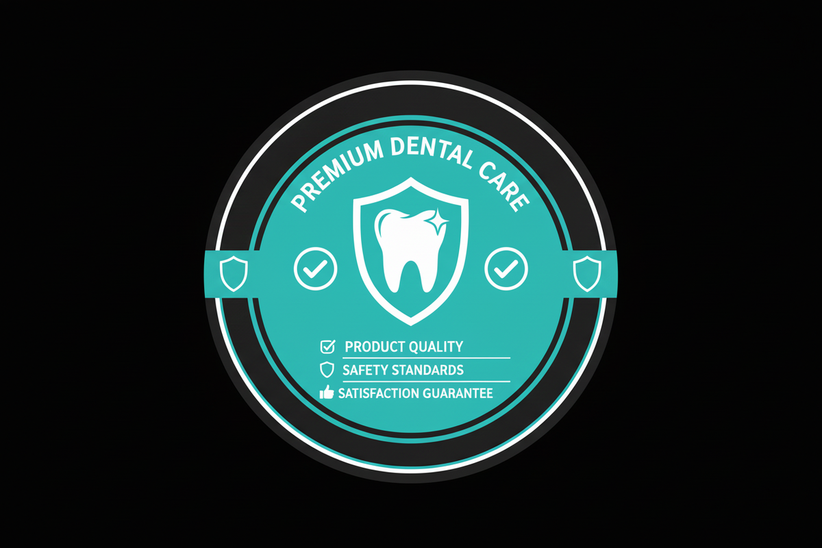 Quality assurance trust badge with black background